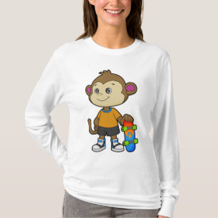 Affe als Skater mit Skateboard T-Shirt