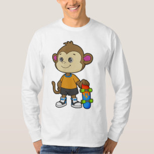 Affe als Skater mit Skateboard T-Shirt