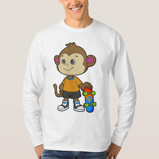 Affe als Skater mit Skateboard T-Shirt (Vorderseite)