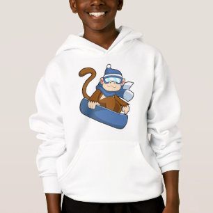 Affe als Snowboarder mit Sonowboard.PNG Hoodie