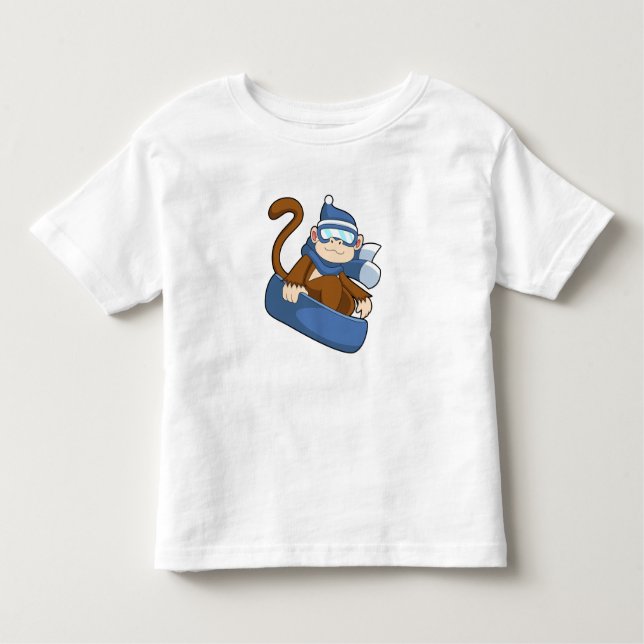 Affe als Snowboarder mit Sonowboard.PNG Kleinkind T-shirt (Vorderseite)
