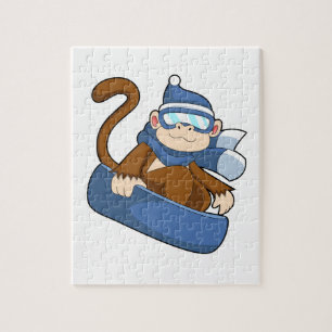 Affe als Snowboarder mit Sonowboard.PNG Puzzle