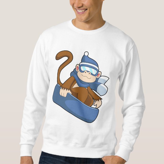 Affe als Snowboarder mit Sonowboard.PNG Sweatshirt (Vorderseite)