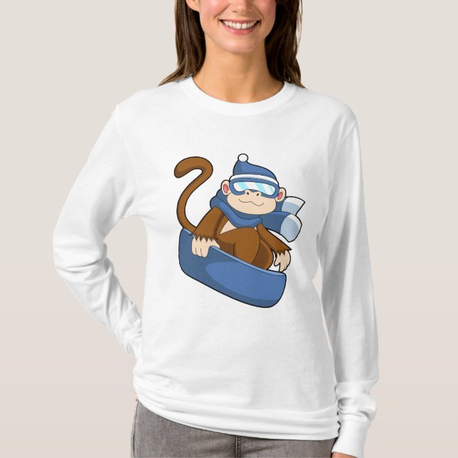 Affe als Snowboarder mit Sonowboard.PNG T-Shirt (Vorderseite)