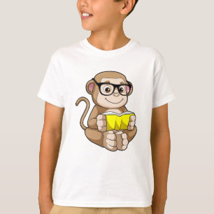 Affe als Student mit Brille & Buch T-Shirt