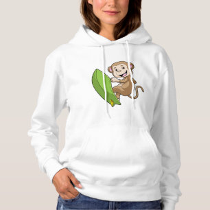 Affe als Surfer mit Surfbrett Hoodie