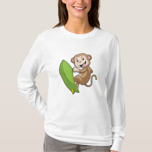 Affe als Surfer mit Surfbrett T-Shirt