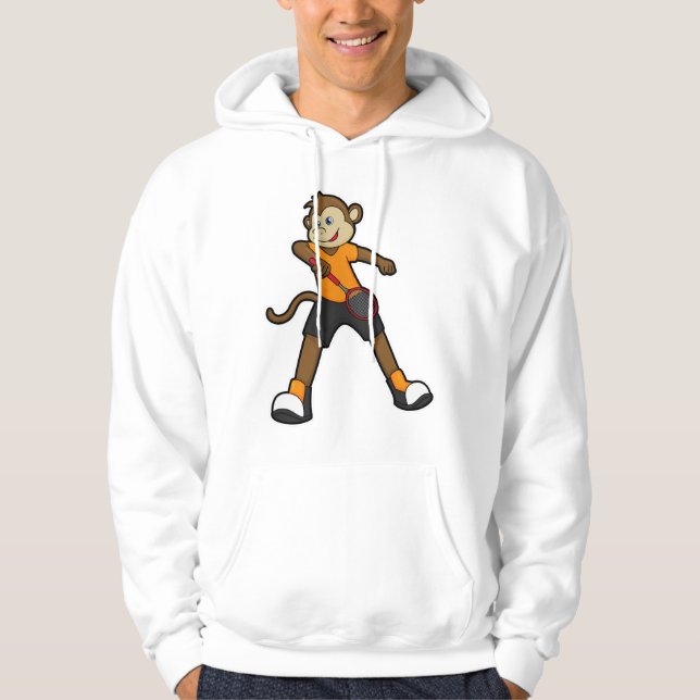 Affe als Tennisspieler mit Tennisschläger Hoodie (Vorderseite)