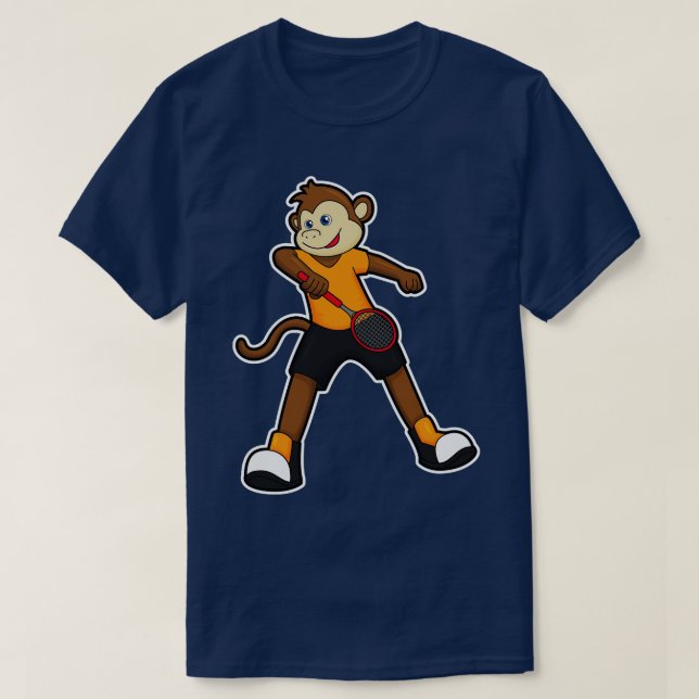 Affe als Tennisspieler mit Tennisschläger T-Shirt (Design vorne)
