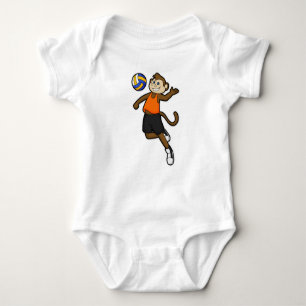 Affe als Volleyballspieler mit Volleyball Baby Strampler