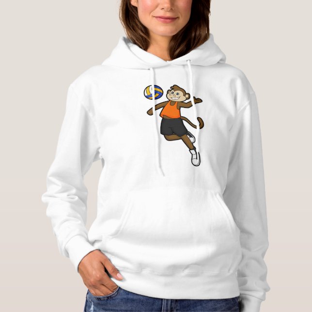 Affe als Volleyballspieler mit Volleyball Hoodie (Vorderseite)