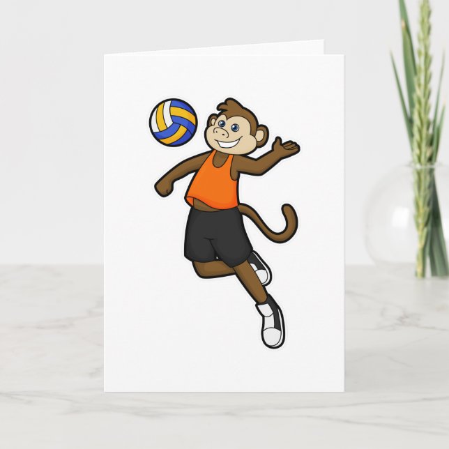 Affe als Volleyballspieler mit Volleyball Karte (Vorderseite)