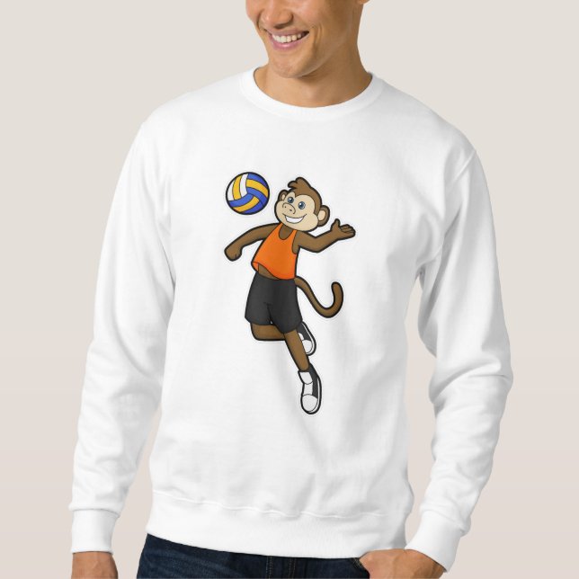 Affe als Volleyballspieler mit Volleyball Sweatshirt (Vorderseite)