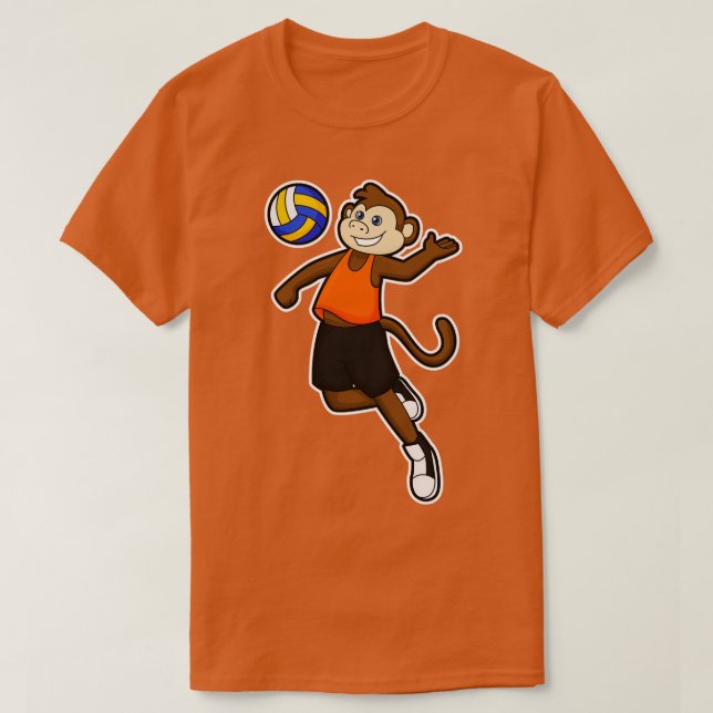 Affe als Volleyballspieler mit Volleyball T-Shirt (Design vorne)