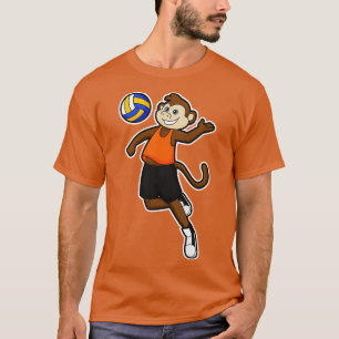 Affe als Volleyballspieler mit Volleyball T-Shirt