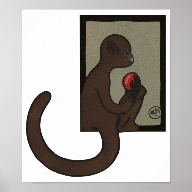 Affe - Antike, farbenfrohe Buchillustrierung Poster (Vorne)