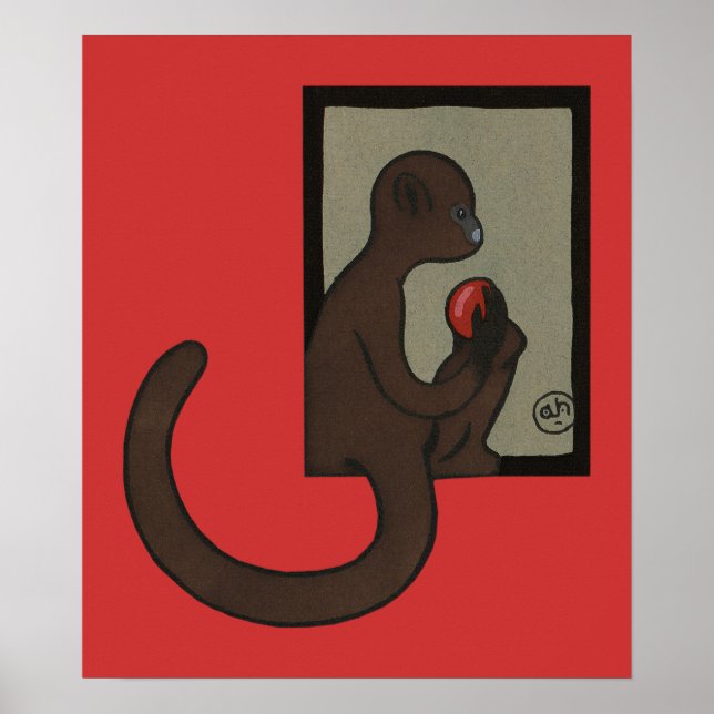 Affe - Antike, farbenfrohe Buchillustrierung Poster (Vorne)