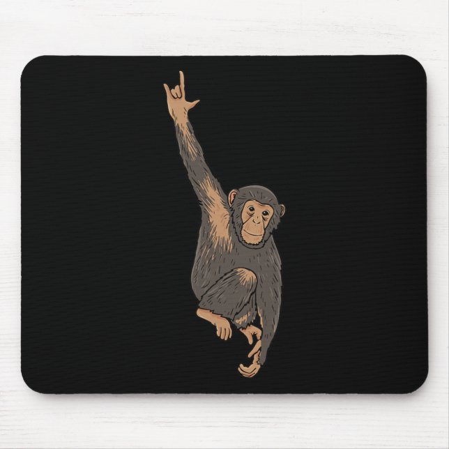 Affe Asl Hand Gesture Deaf Gehörlose Ausblicke Mousepad (Vorne)