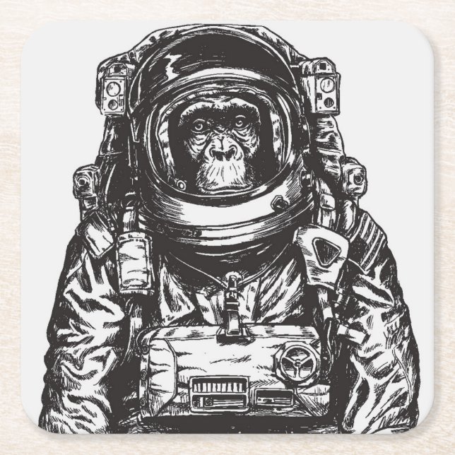 Affe-Astronaut Rechteckiger Pappuntersetzer (Vorderseite)