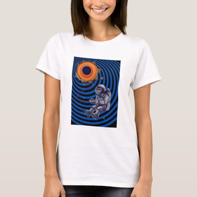 Affe auf der Raumflyine T-Shirt (Vorderseite)