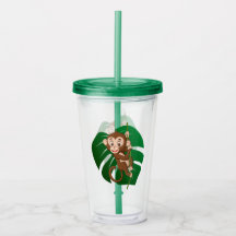 Affe auf einem Vine Design Acrylic Tumbler