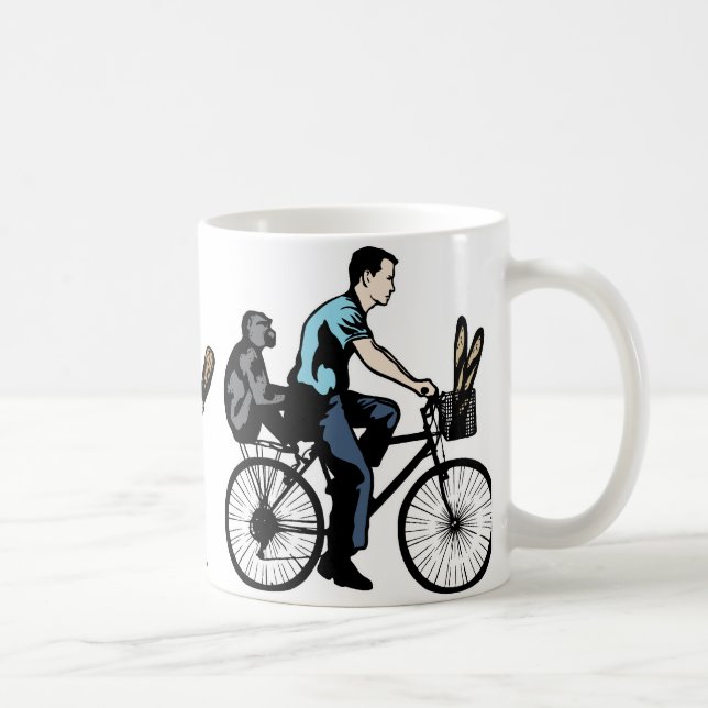 Affe auf Fahrrad Tasse (Rechts)