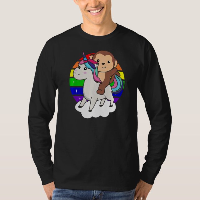 Affe auf Rainbow-Rainbow-Tieren Süße Affe T-Shirt (Vorderseite)