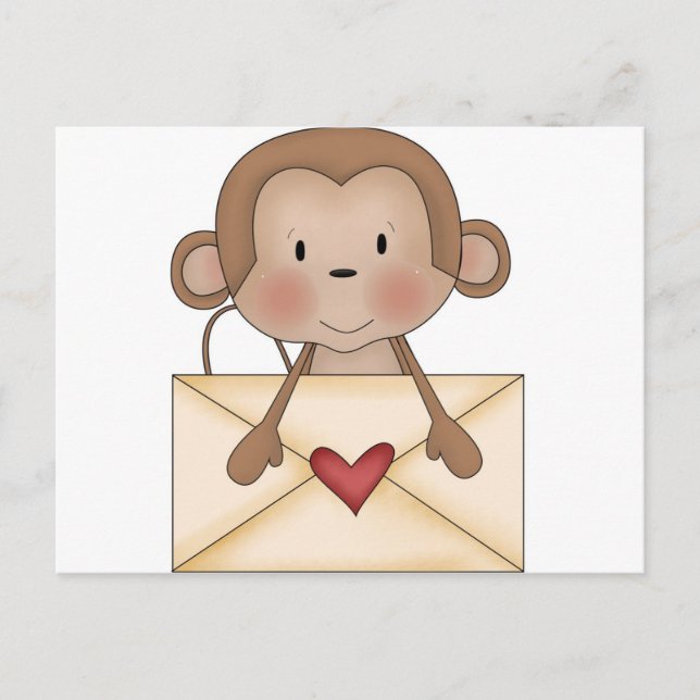 Affe aus Socken mit Liebe Postkarte (Vorderseite)