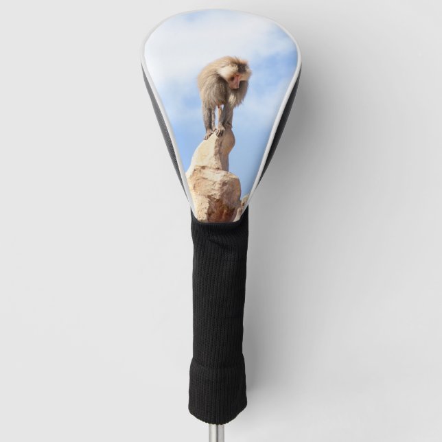 Affe Baboon auf einem Berg Golf Headcover (Vorderseite)