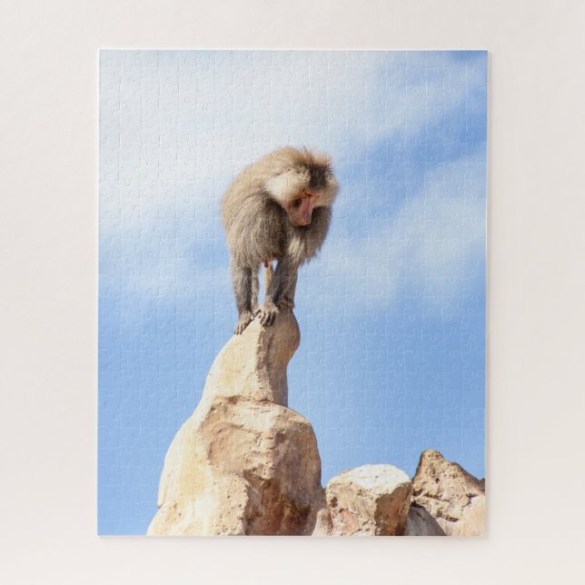 Affe Baboon auf einem Berg Puzzle (Vertikal)