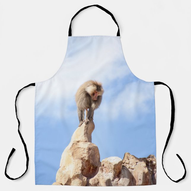 Affe Baboon auf einem Berg Schürze (Vorderseite)