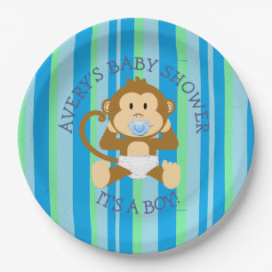 Affe-Baby-Dusche sein ein Jungen-Papier-Teller Pappteller