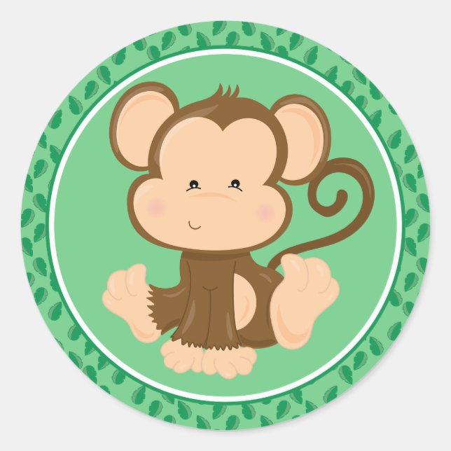 Affe | Baby Safari Animals Classic Round Sticker (Vorderseite)