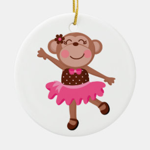 Affe-Ballerina Keramikornament