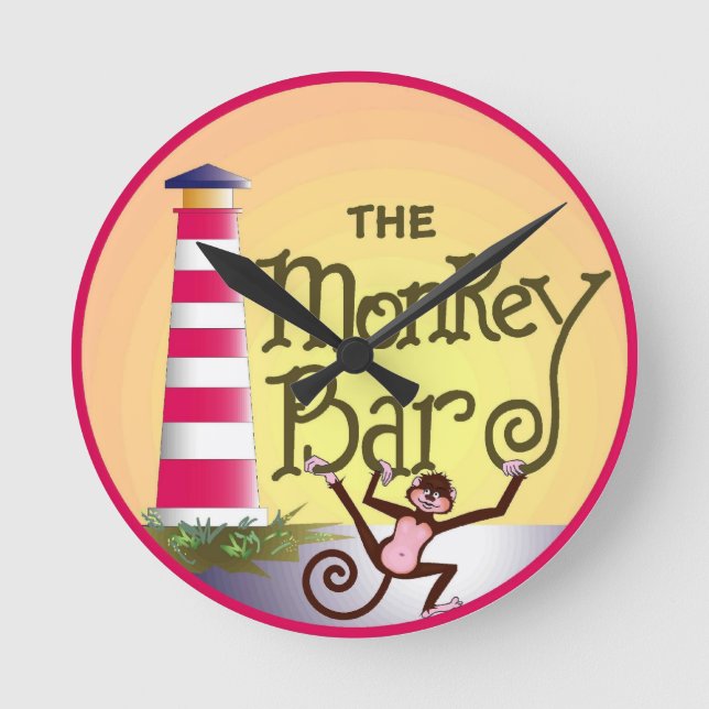 Affe-Bar-Uhr Runde Wanduhr (Vorderseite)