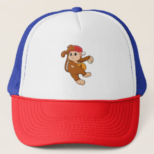 Affe bei Baseball mit Baseball-Handschuh Truckerkappe