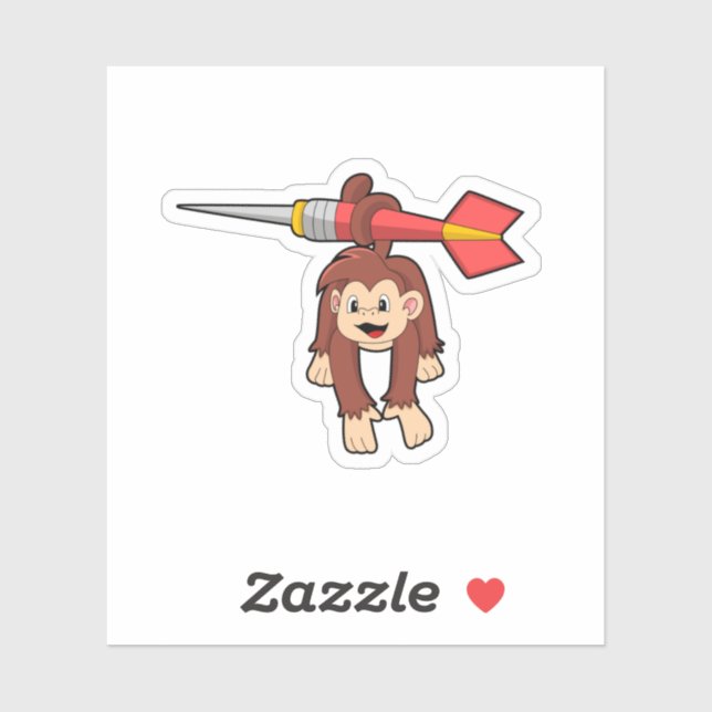 Affe bei Darts mit Dart Aufkleber (Blatt)