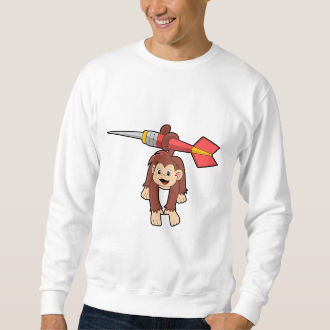 Affe bei Darts mit Dart Sweatshirt (Vorderseite)