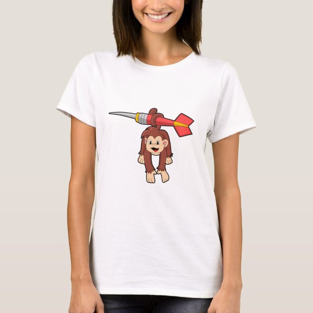 Affe bei Darts mit Dart T-Shirt (Vorderseite)