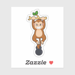 Affe bei Krafttraining mit Dumbell Aufkleber