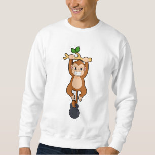 Affe bei Krafttraining mit Dumbell Sweatshirt