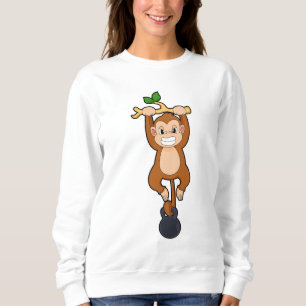 Affe bei Krafttraining mit Dumbell Sweatshirt