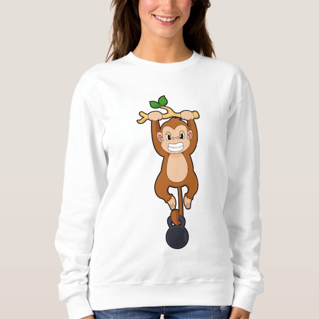 Affe bei Krafttraining mit Dumbell Sweatshirt (Vorderseite)