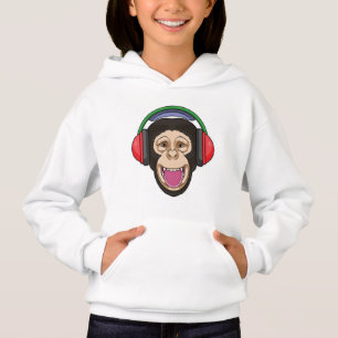 Affe bei Musik mit Headphone Hoodie