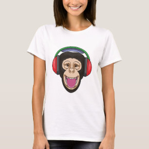 Affe bei Musik mit Headphone T-Shirt