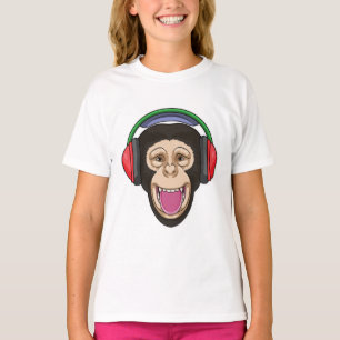 Affe bei Musik mit Headphone T-Shirt