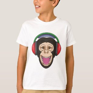 Affe bei Musik mit Kopfhörer T-Shirt