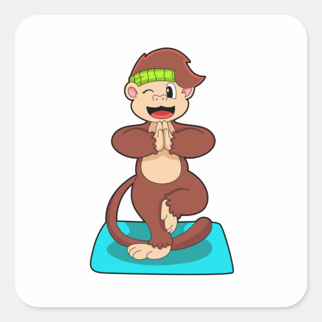 Affe bei Yoga Stehend Quadratischer Aufkleber (Vorderseite)