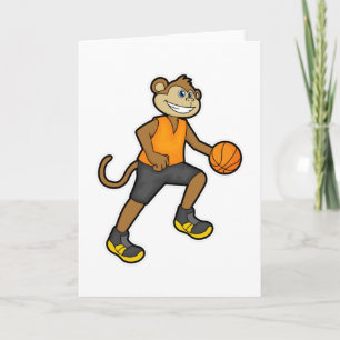 Affe beim Basketball Sport Karte
