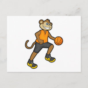 Affe beim Basketball Sport Postkarte